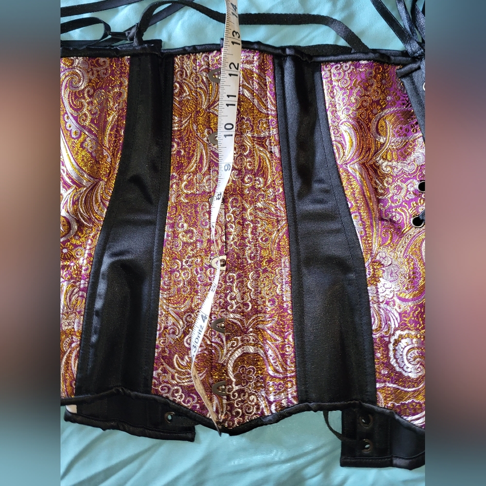 Timeless Trends Corset Waist Training 28" Inch Brocade Purple And Gold - Picture 7 of 16